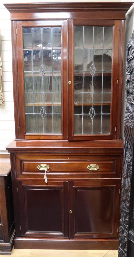 A late Victorian mahogany secretaire bookcase W.108cm